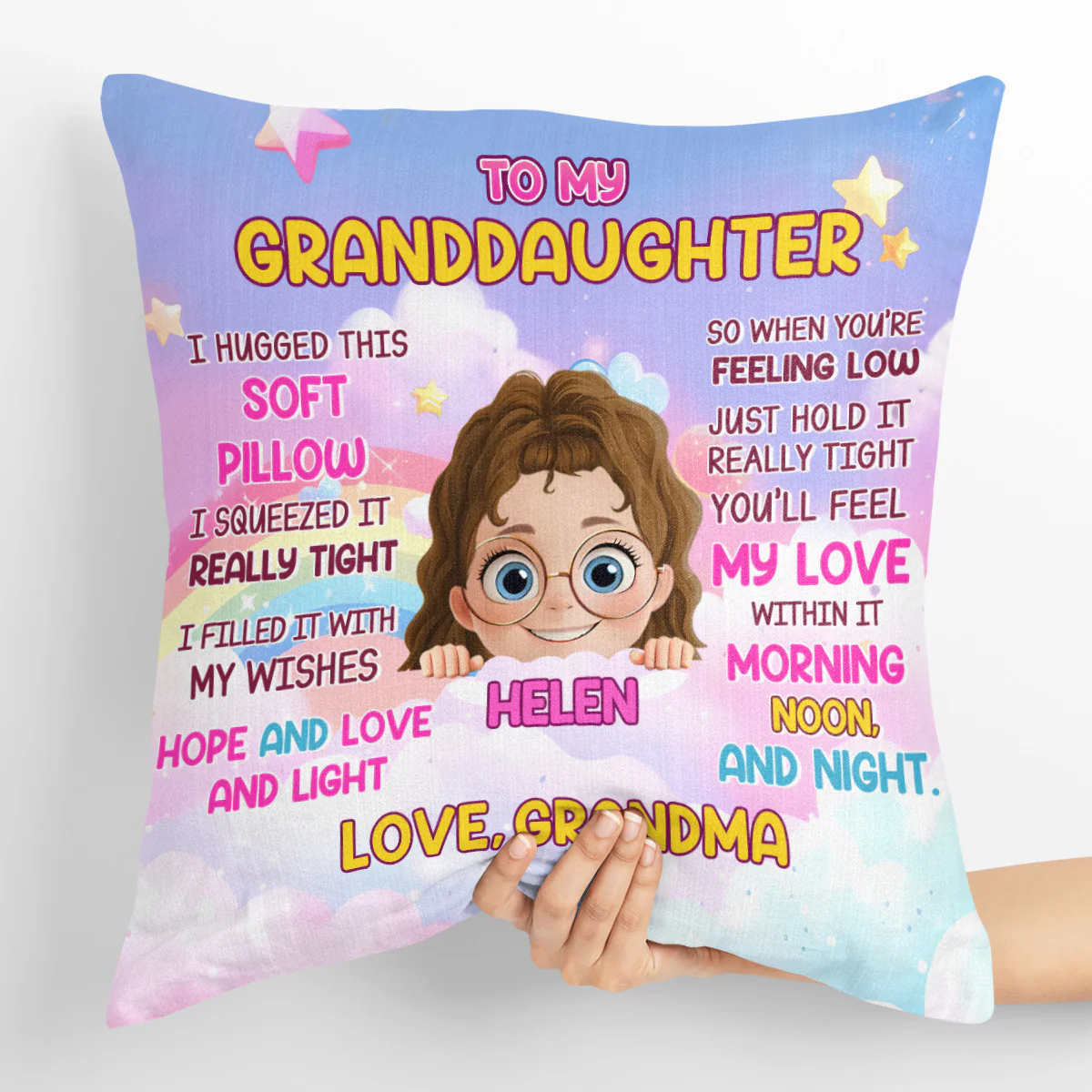 A Hug From Grandma - Personalized Crystal Velvet Pillow - Image 4