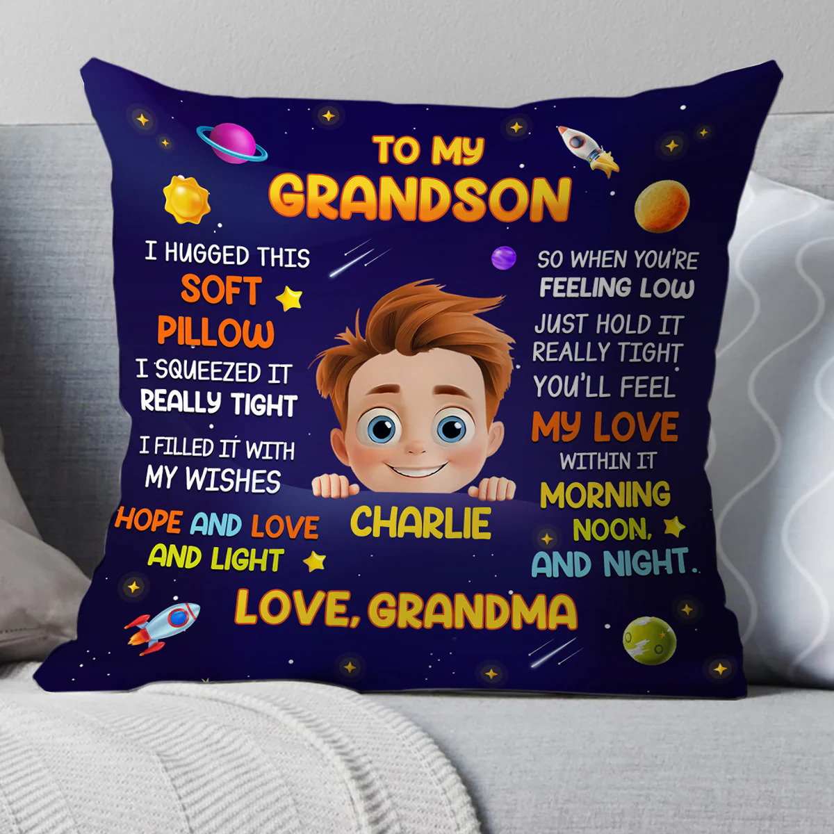 A Hug From Grandma - Personalized Crystal Velvet Pillow - Image 5