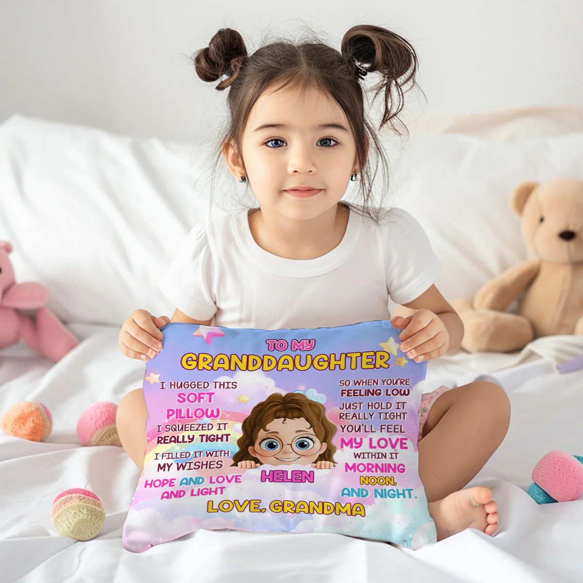 A Hug From Grandma - Personalized Crystal Velvet Pillow - Image 6
