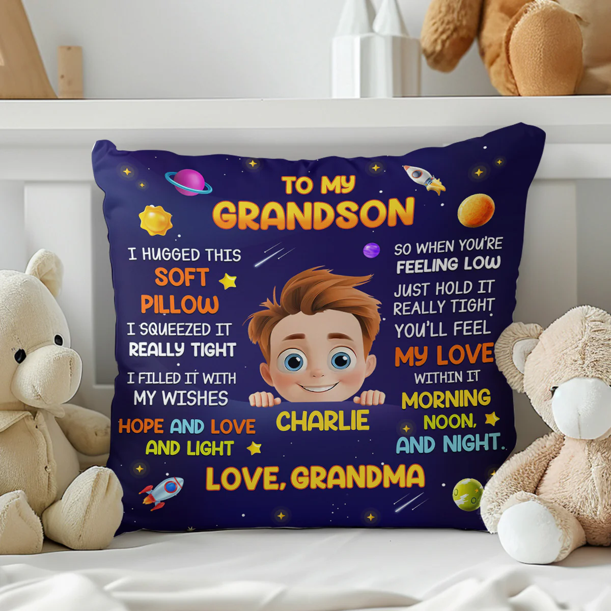 A Hug From Grandma - Personalized Crystal Velvet Pillow - Image 7
