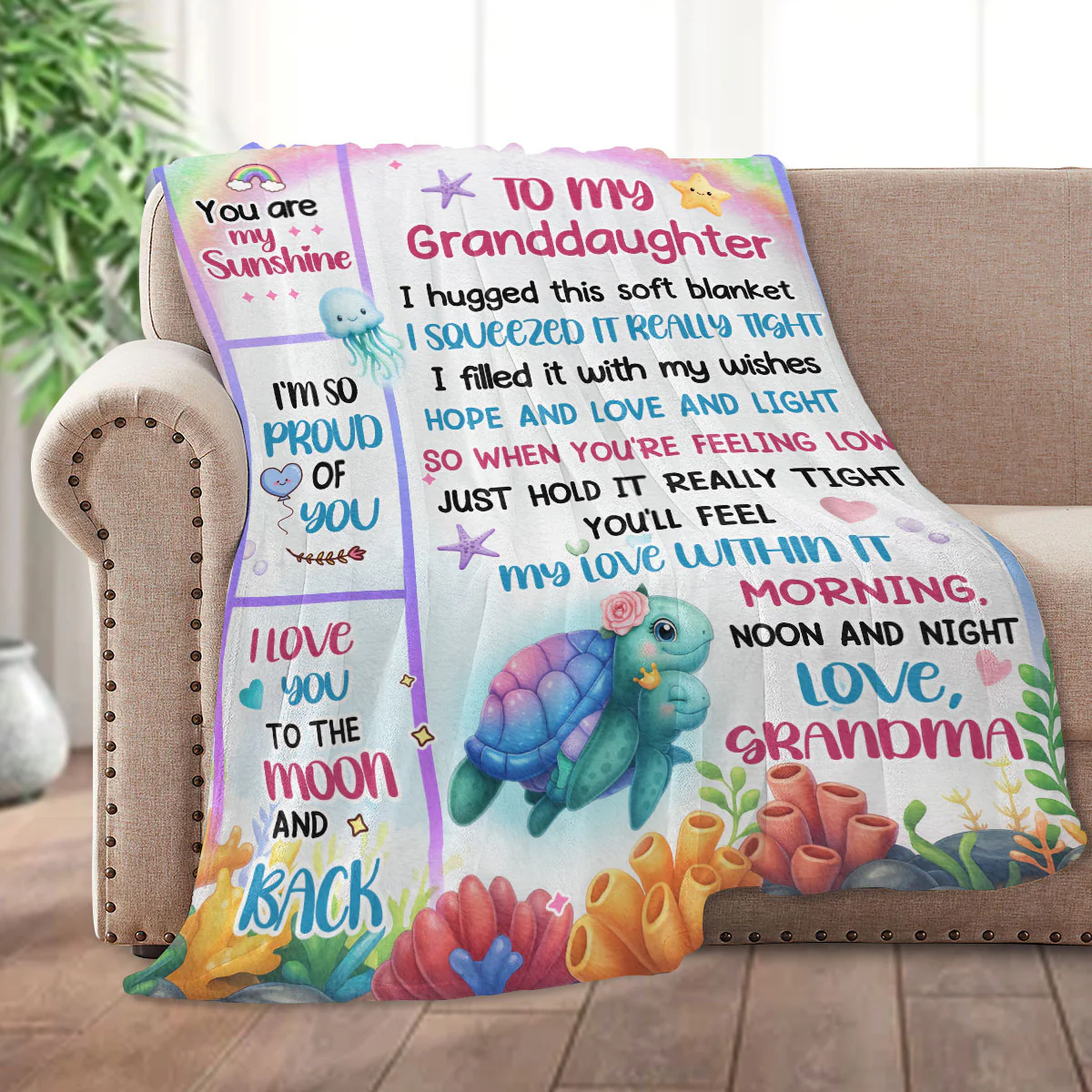 A Hug From Grandma - Personalized Fleece Blanket - Image 2