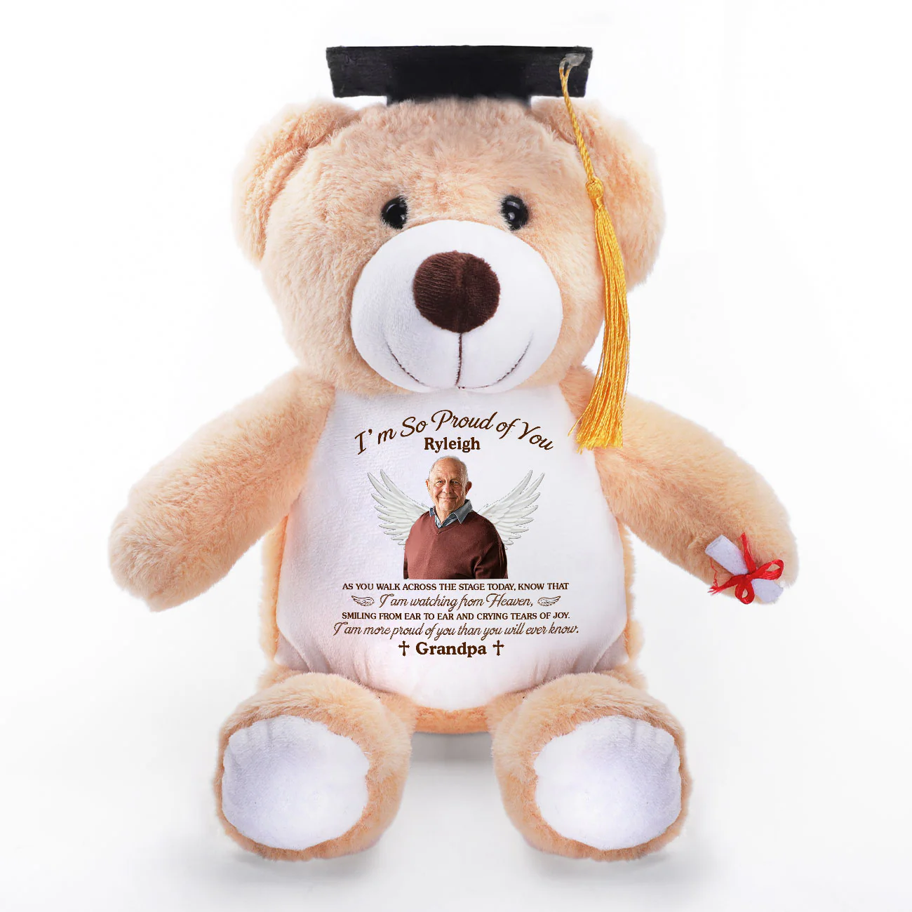 A Hug From Heaven On Graduation - Personalized Graduation Teddy Bear