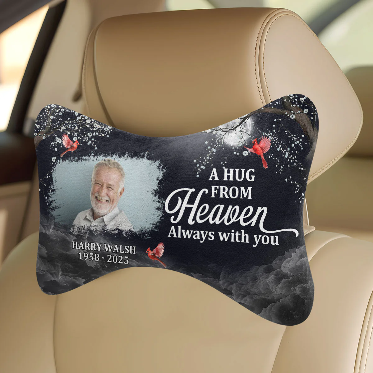 A Hug From Heaven - Personalized Car Headrest Pillow - Image 3