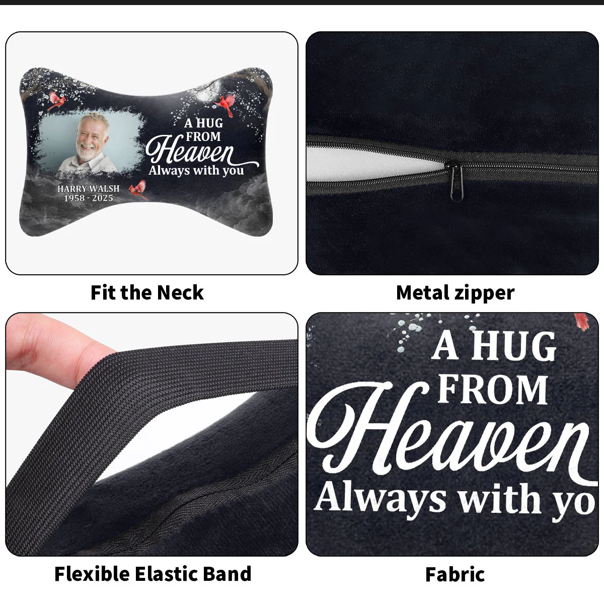 A Hug From Heaven - Personalized Car Headrest Pillow - Image 4