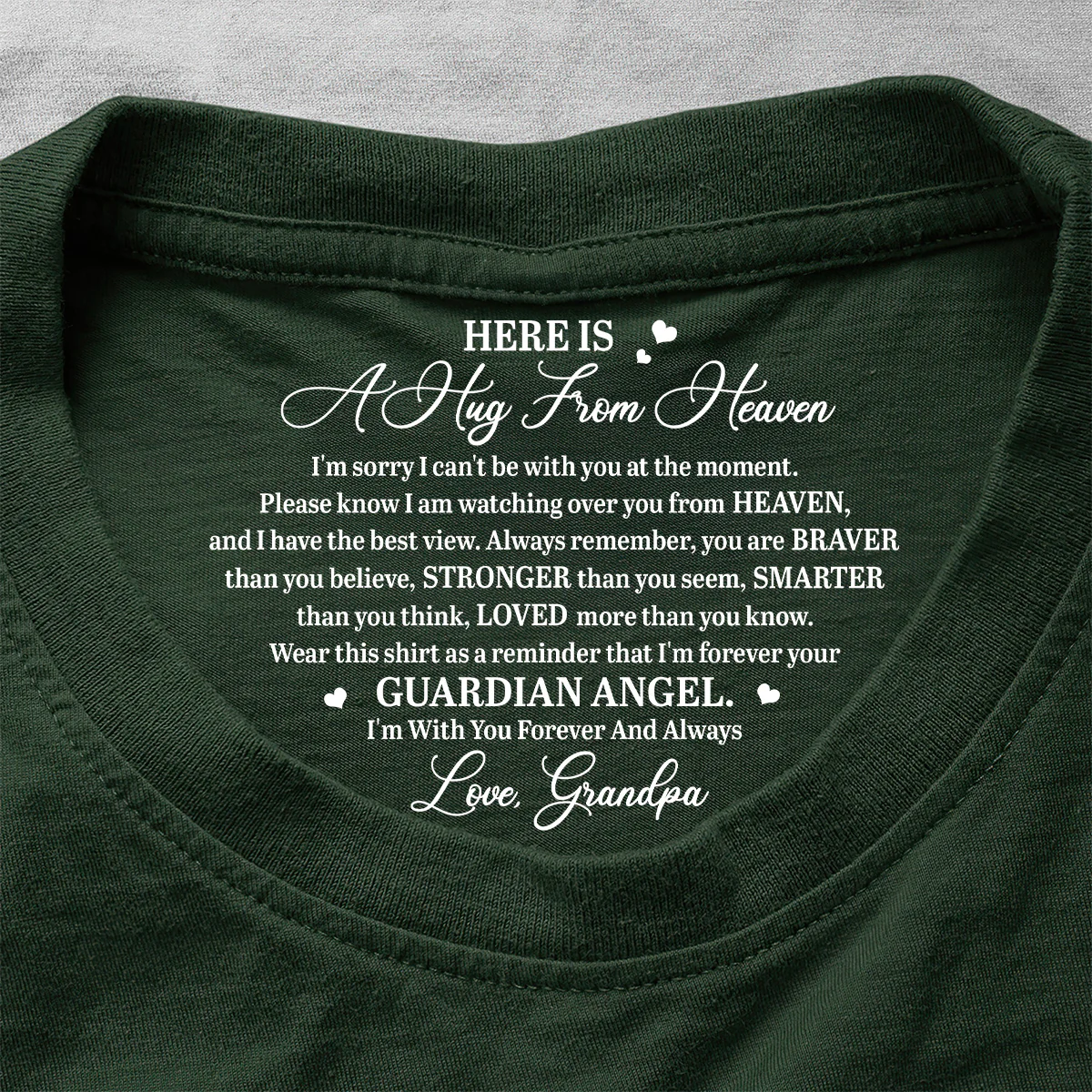 A Hug From Heaven - Personalized Shirt With Design Inner Neck