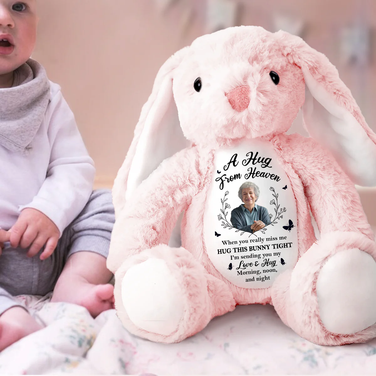 A Hug From Heaven - Personalized Stuffed Bunny - Image 2