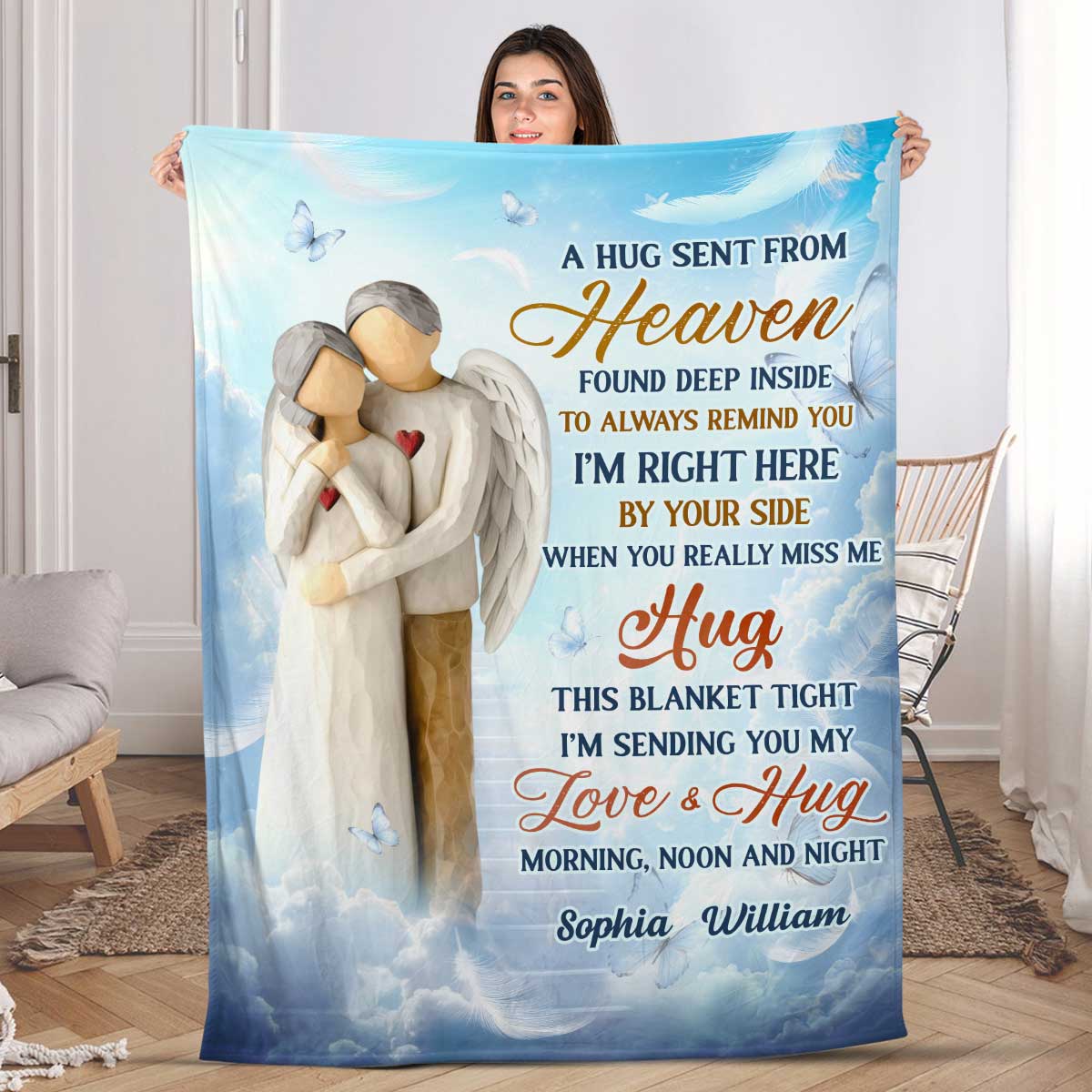 A Hug Sent From Heaven - Personalized Fleece Blanket