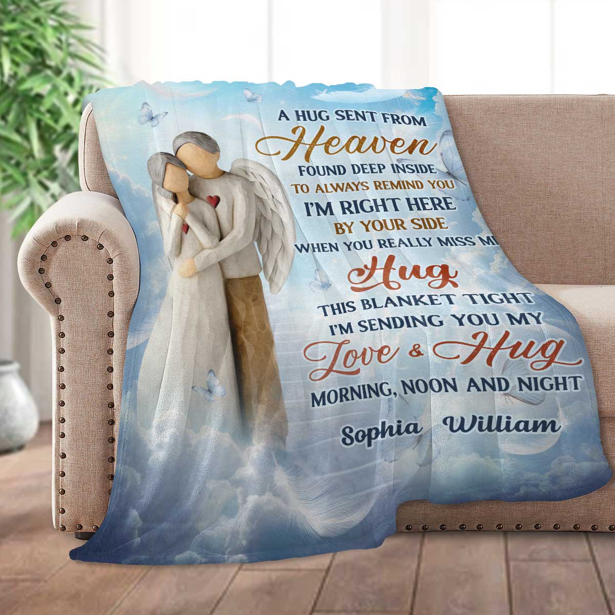 A Hug Sent From Heaven - Personalized Fleece Blanket - Image 2