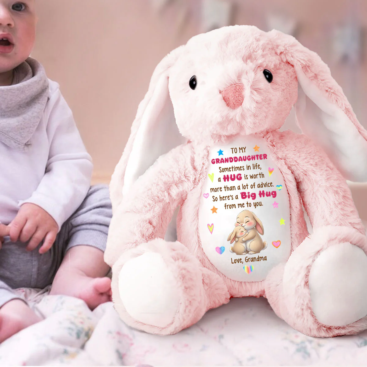 A Hug Speaks Louder - Personalized Stuffed Bunny - Image 2