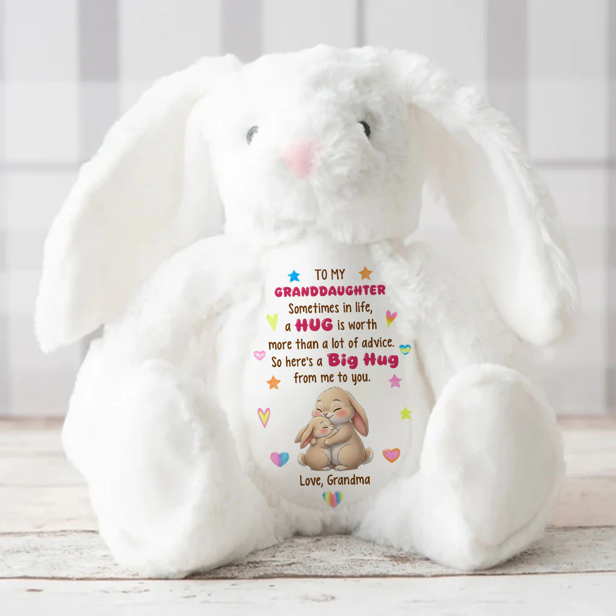 A Hug Speaks Louder - Personalized Stuffed Bunny - Image 3