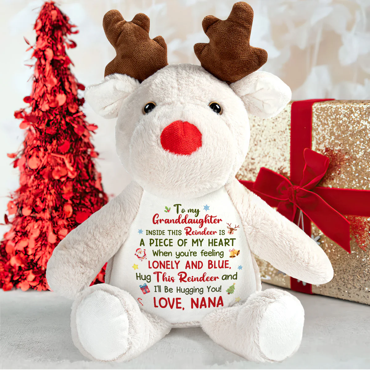 A Hug While We Are Apart - Personalized Stuffed Reindeer - Image 5