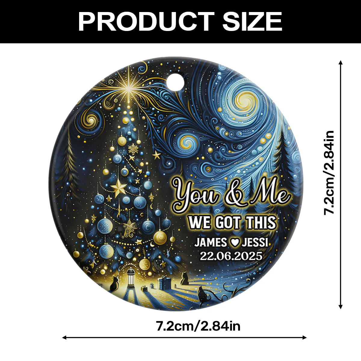 A Journey Beyond Stars - Personalized Round Shaped Ceramic Ornament - Image 5