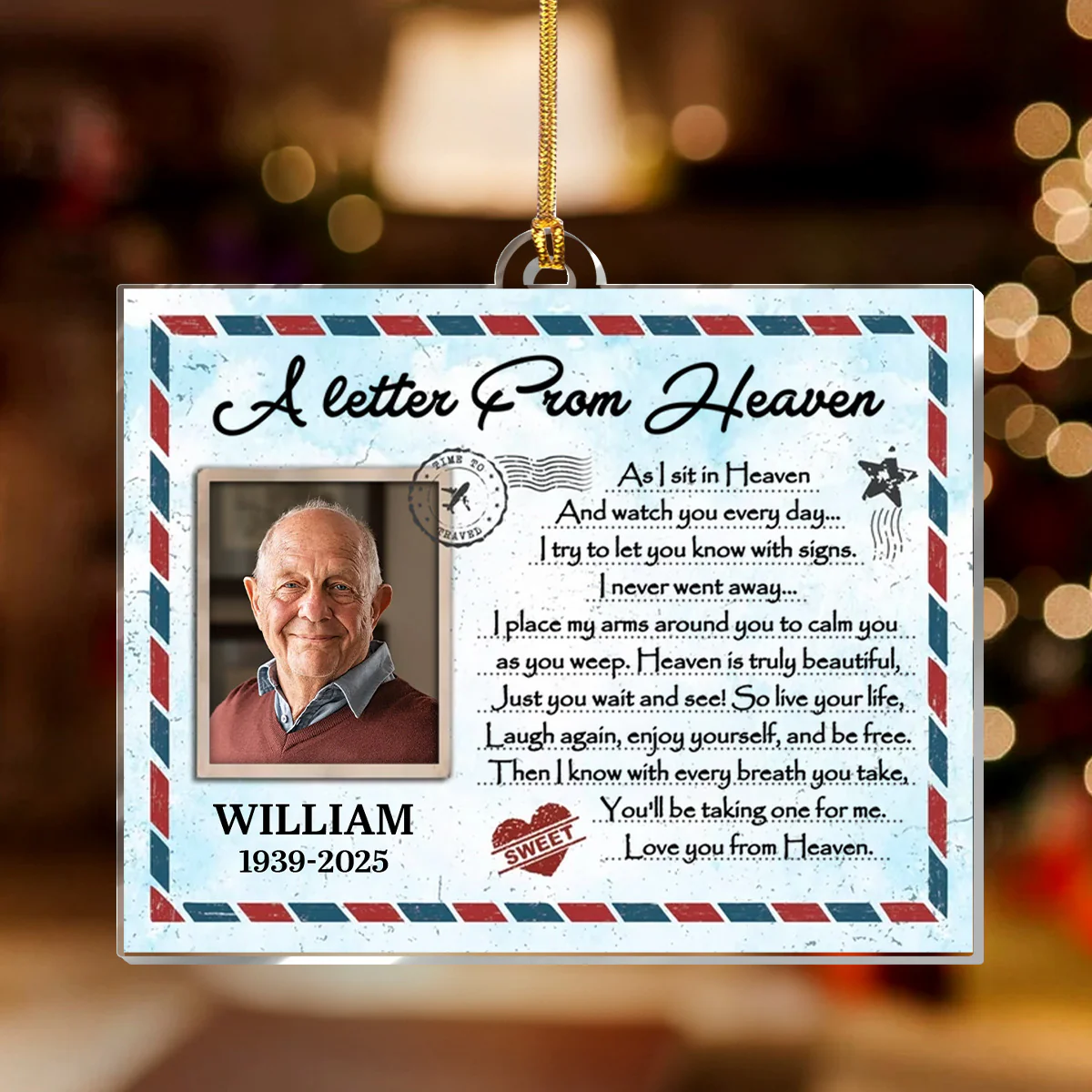 A Letter From Heaven - Personalized 1-Layer Acrylic Ornament - Image 2