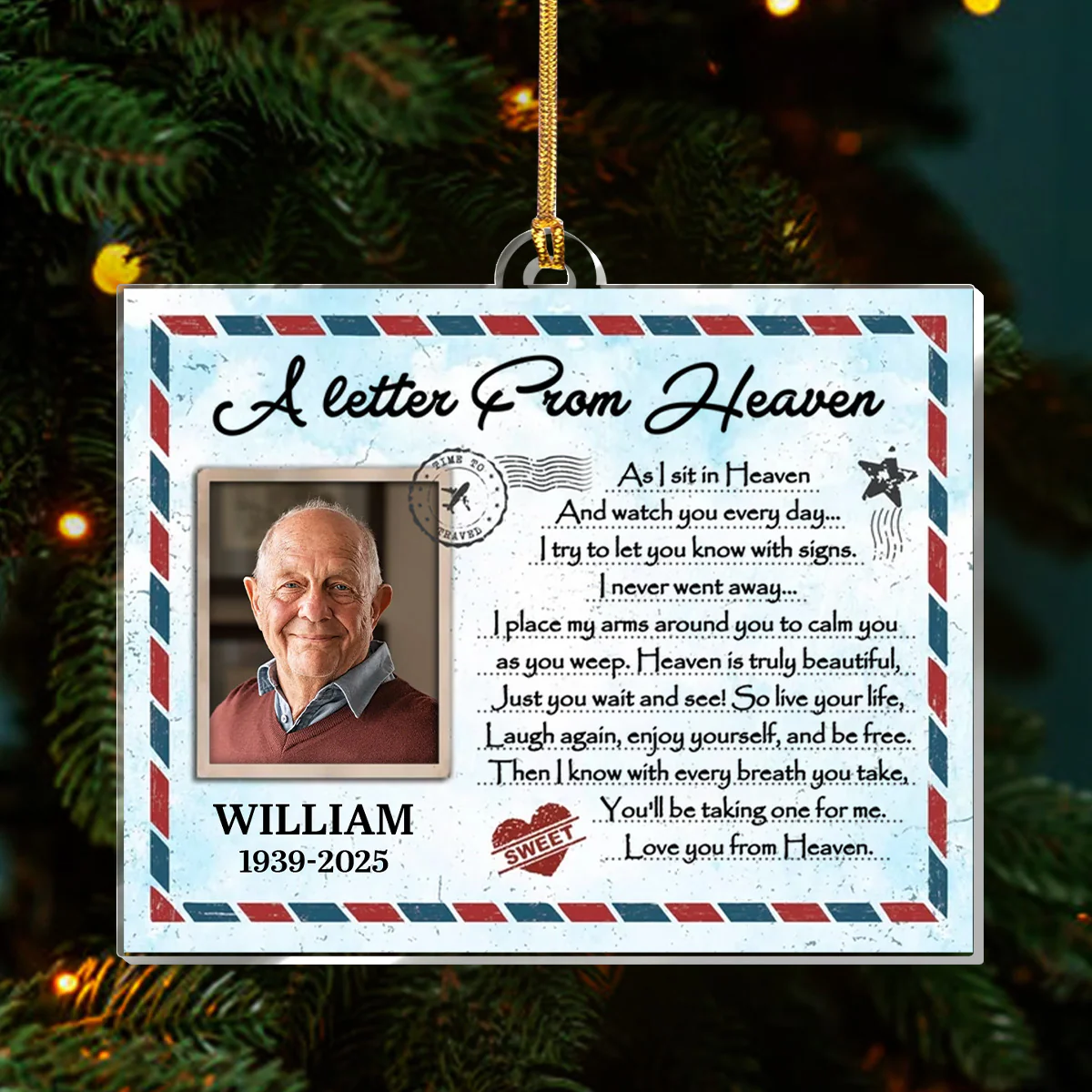 A Letter From Heaven - Personalized 1-Layer Acrylic Ornament - Image 3