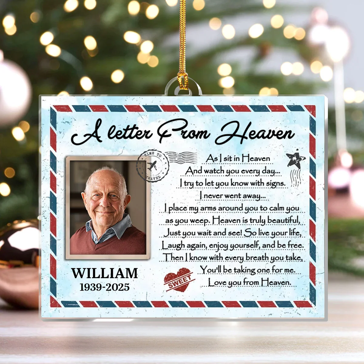 A Letter From Heaven - Personalized 1-Layer Acrylic Ornament - Image 4