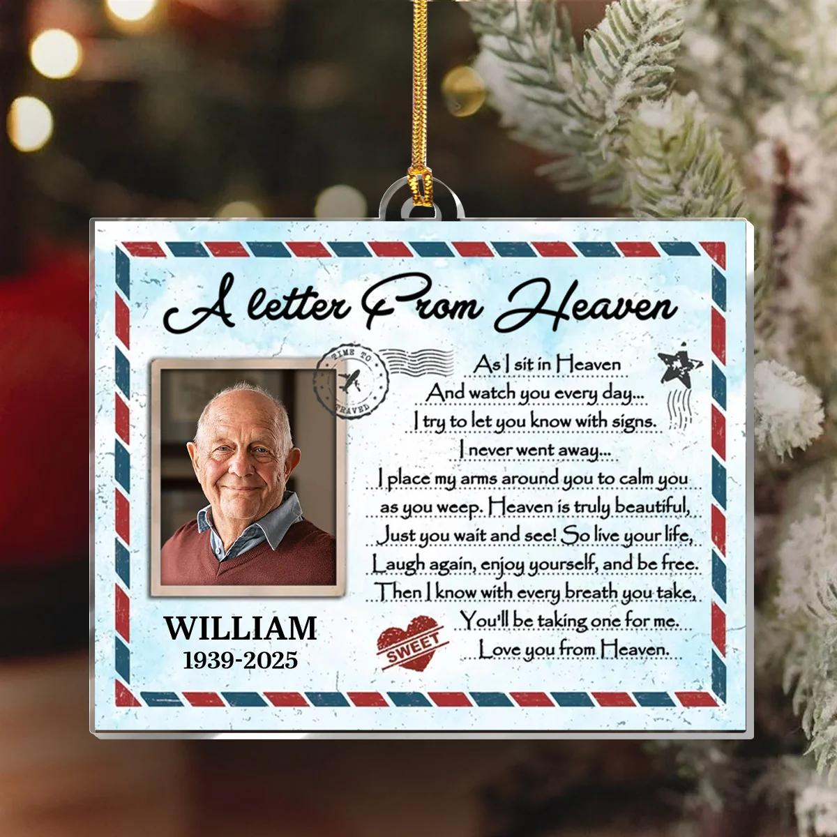 A Letter From Heaven - Personalized 1-Layer Acrylic Ornament - Image 6