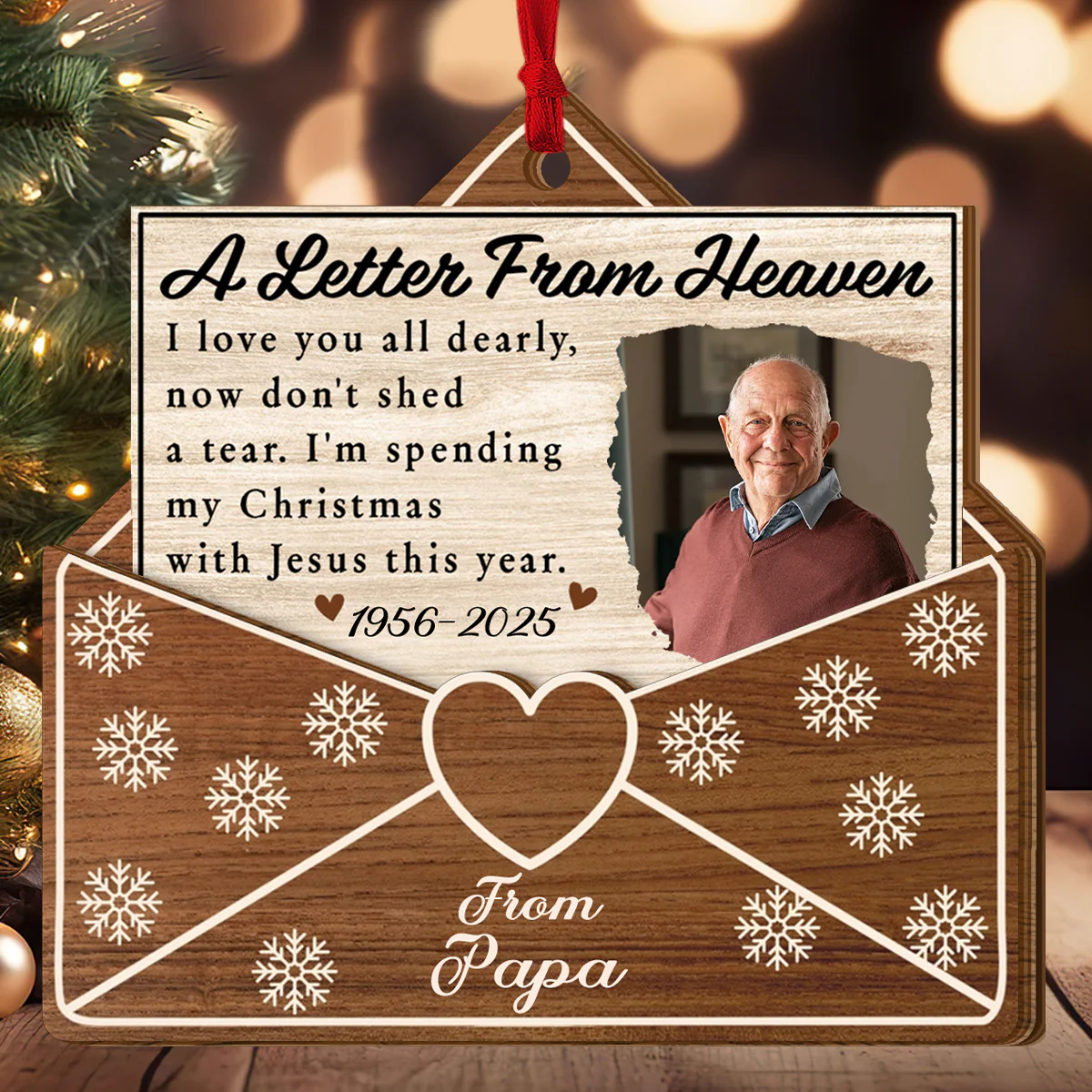 A Letter From Heaven - Personalized 2-Layered Wooden Ornament - Image 3