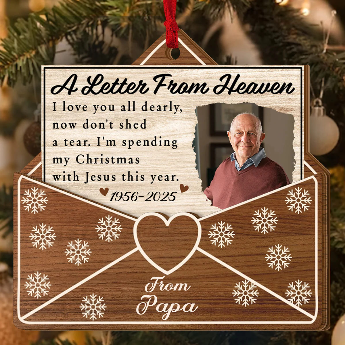 A Letter From Heaven - Personalized 2-Layered Wooden Ornament - Image 4