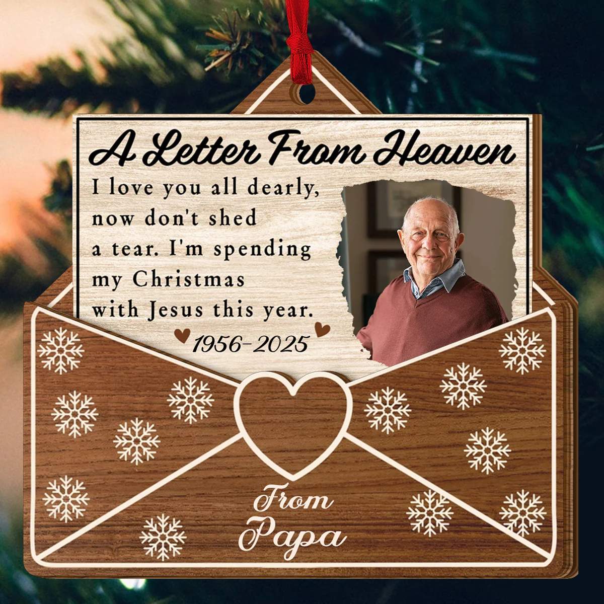 A Letter From Heaven - Personalized 2-Layered Wooden Ornament - Image 5