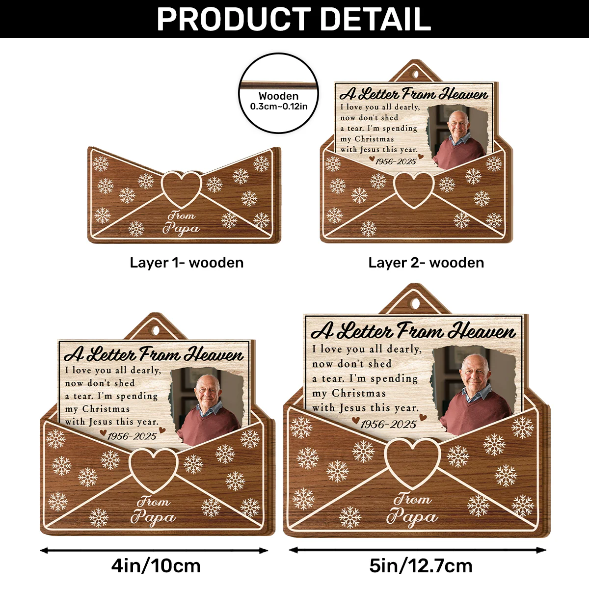 A Letter From Heaven - Personalized 2-Layered Wooden Ornament - Image 6