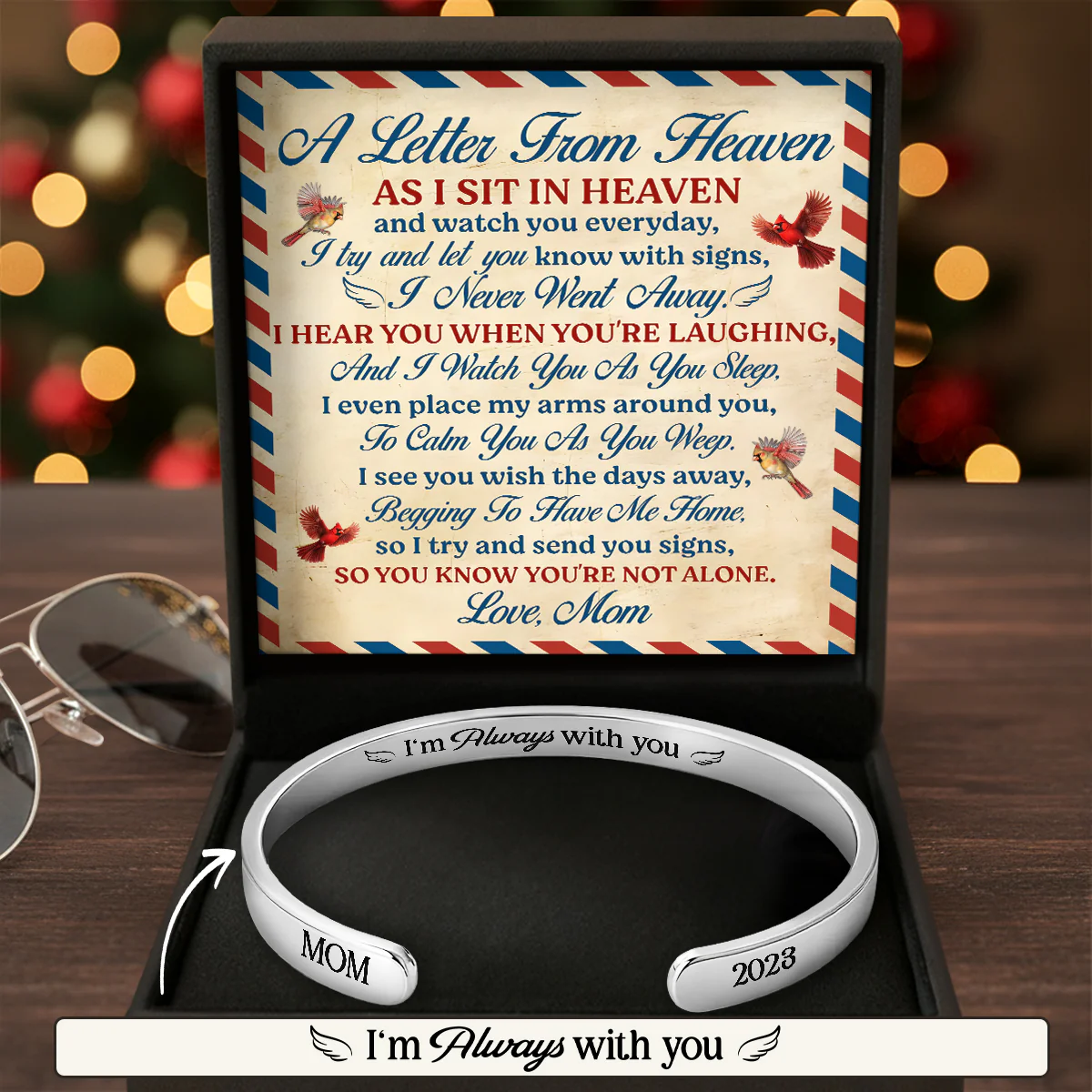 A Letter From Heaven - Personalized Cuff Bangle Bracelet With Box