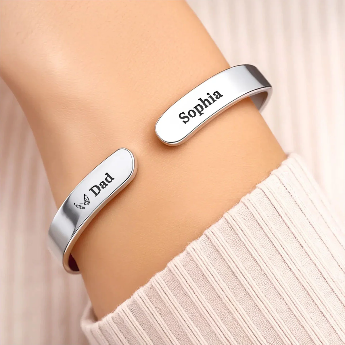 A Letter From Heaven - Personalized Cuff Bangle Bracelet With Box - Image 3
