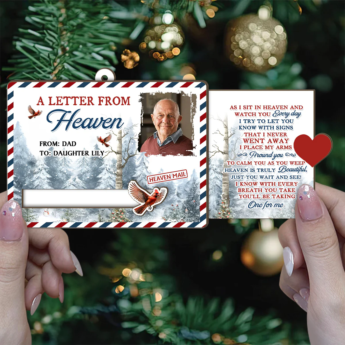 A Letter From Heaven - Personalized Wooden Slider Ornament - Image 4