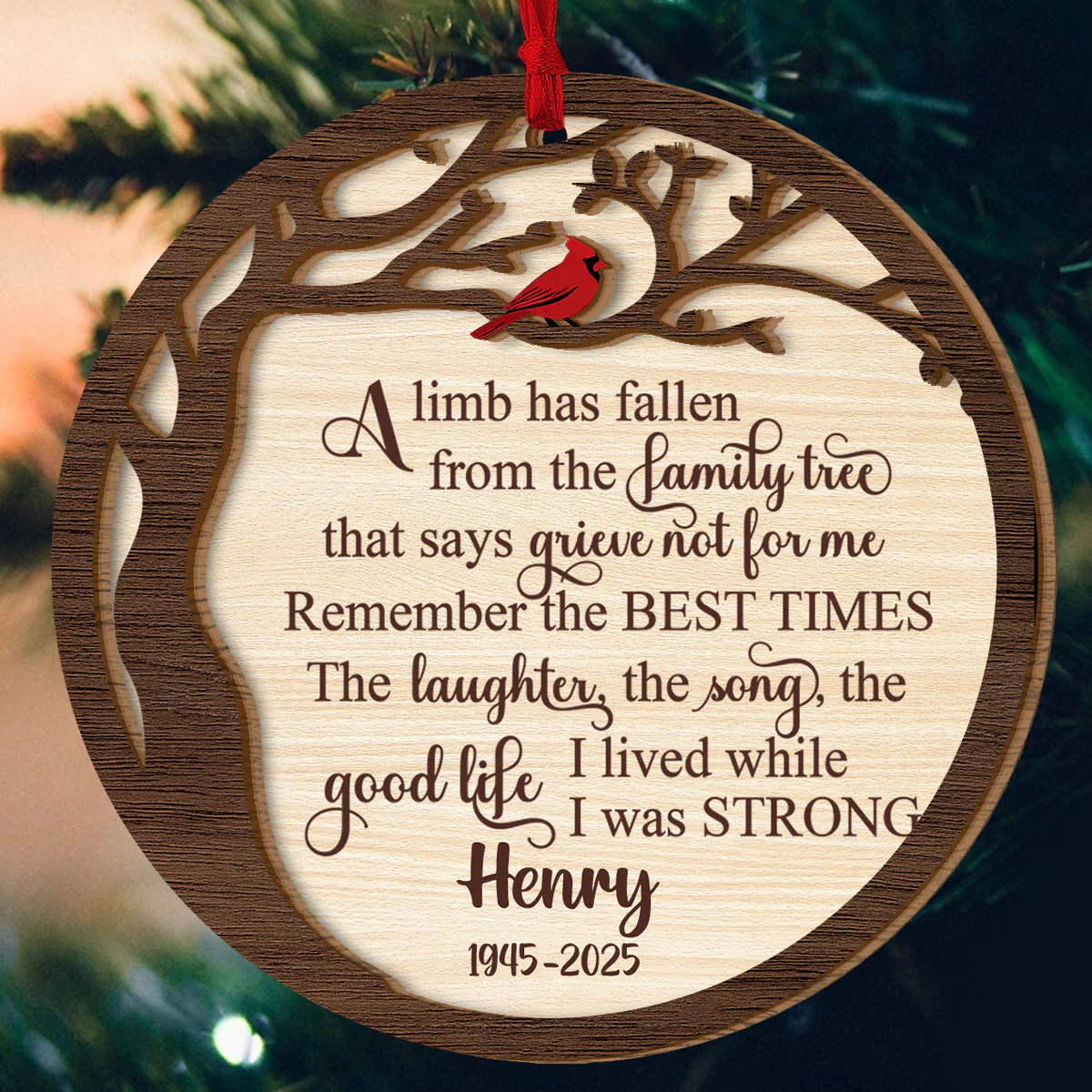 A Limb Has Fallen - Personalized 2-Layered Wooden Ornament - Image 5