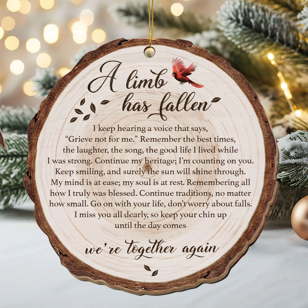 A Limb Has Fallen - Personalized Custom Shape Wood Ornament Cutout & Print - Image 4