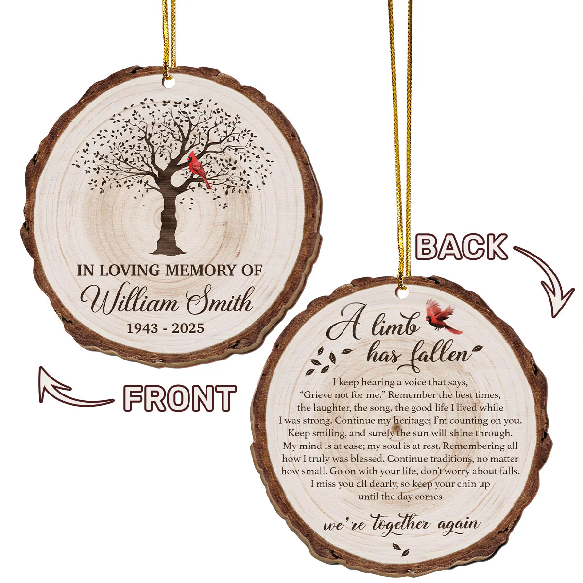 A Limb Has Fallen - Personalized Custom Shape Wood Ornament Cutout & Print - Image 6