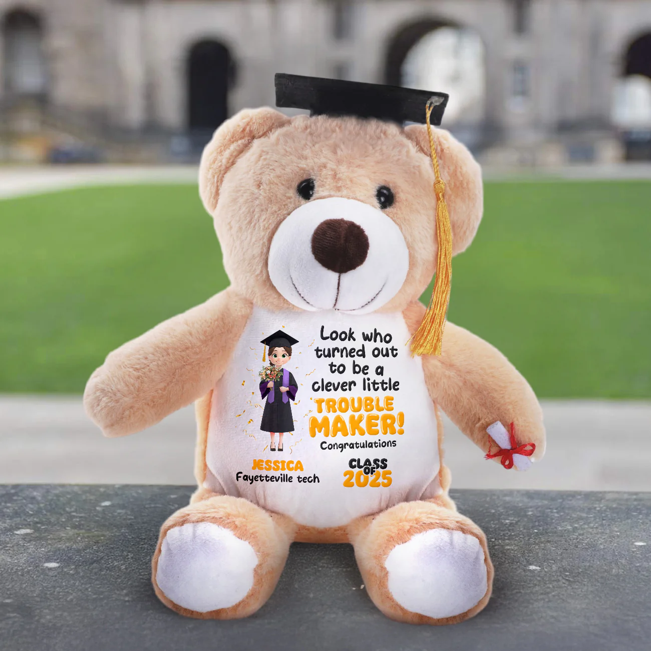 A Little Clever Troublemaker - Personalized Graduation Teddy Bear - Image 3