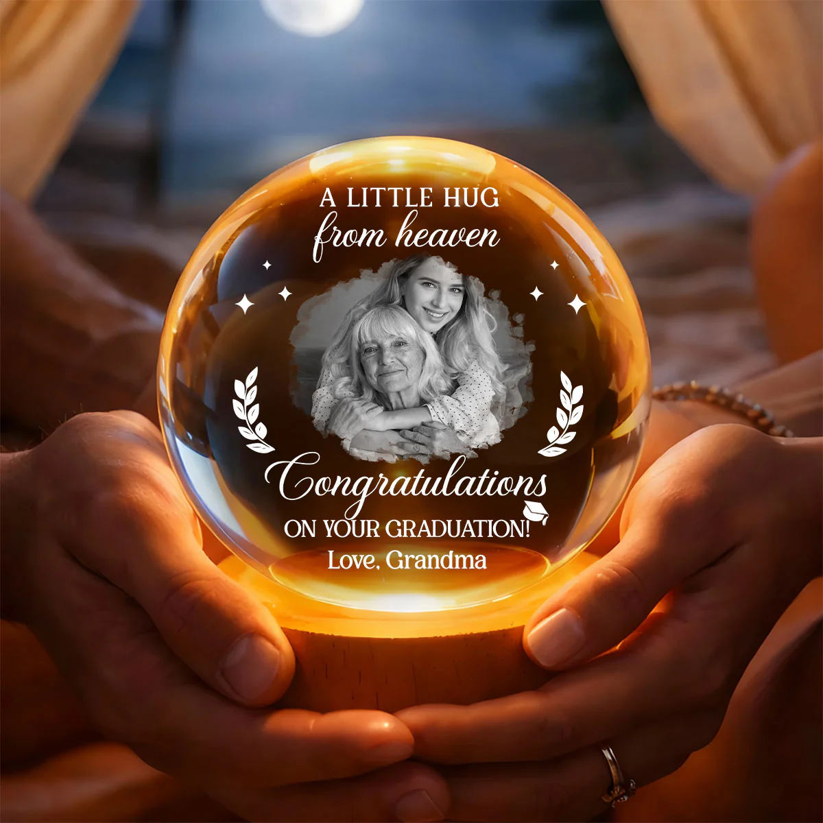 A Little Hug From Heaven - Personalized Crystal Ball Night Light - Image 3