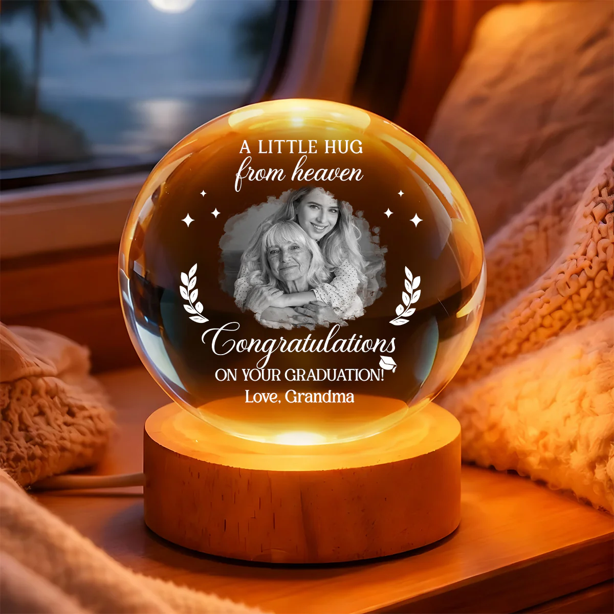 A Little Hug From Heaven - Personalized Crystal Ball Night Light - Image 6
