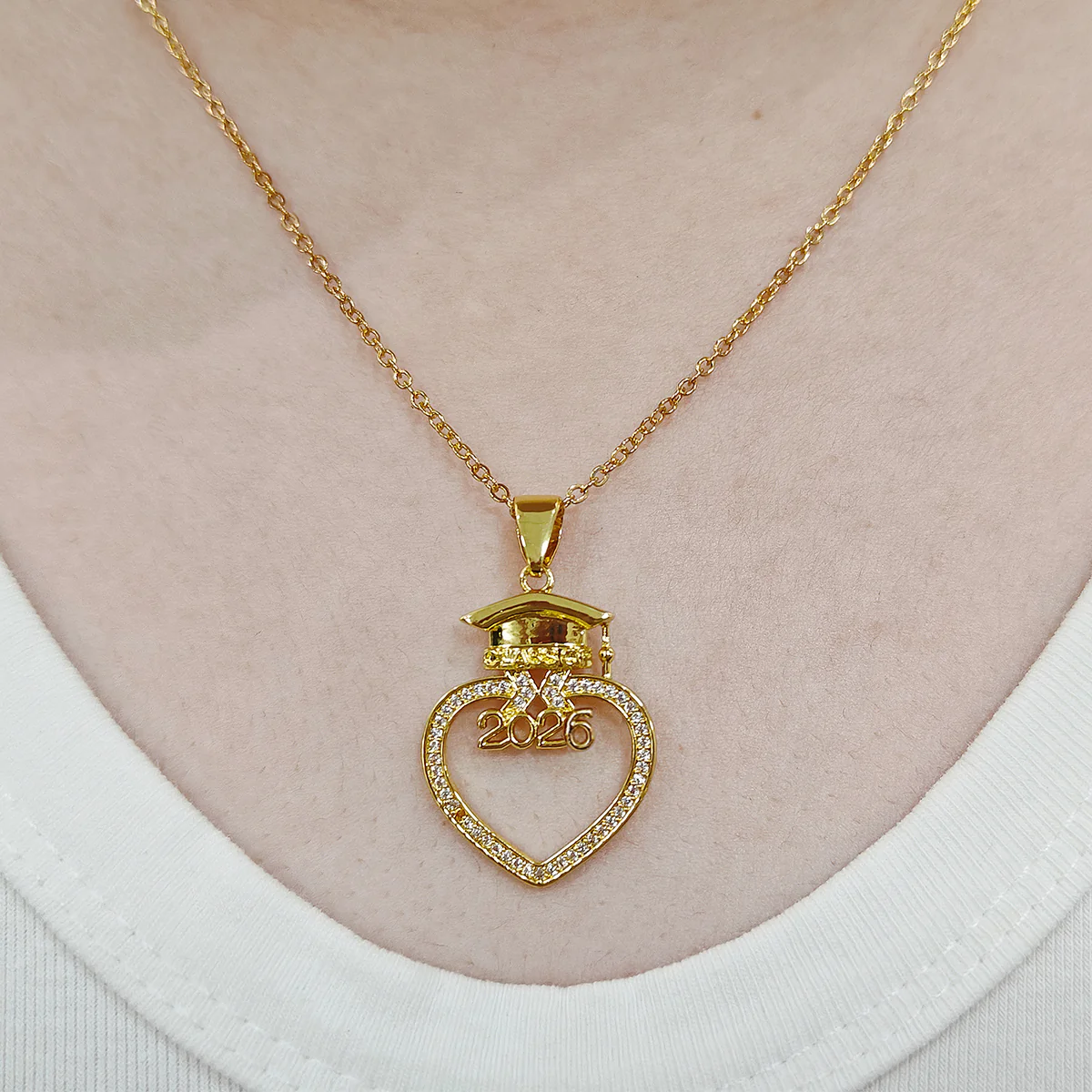 A Little Hug From Heaven - Personalized Grad Cap Heart Necklace With Box & Card 2026 - Image 5