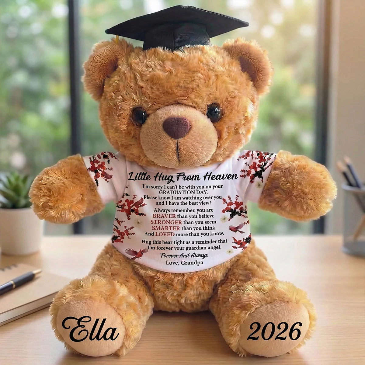 A Little Hug From Heaven - Personalized Graduation Bear With Card