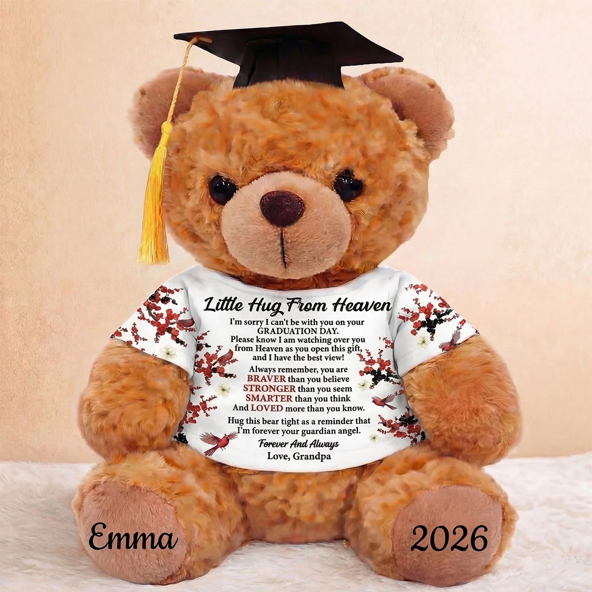 A Little Hug From Heaven - Personalized Graduation Bear With Card - Image 6