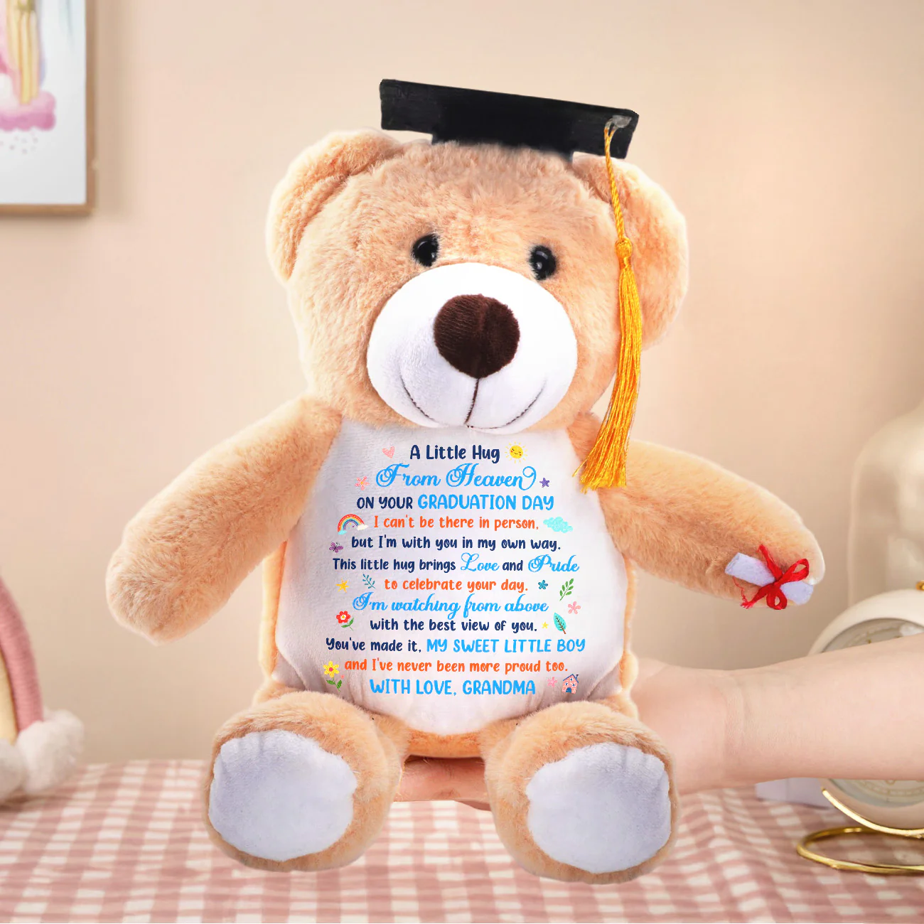 A Little Hug From Heaven - Personalized Graduation Teddy Bear - Image 5