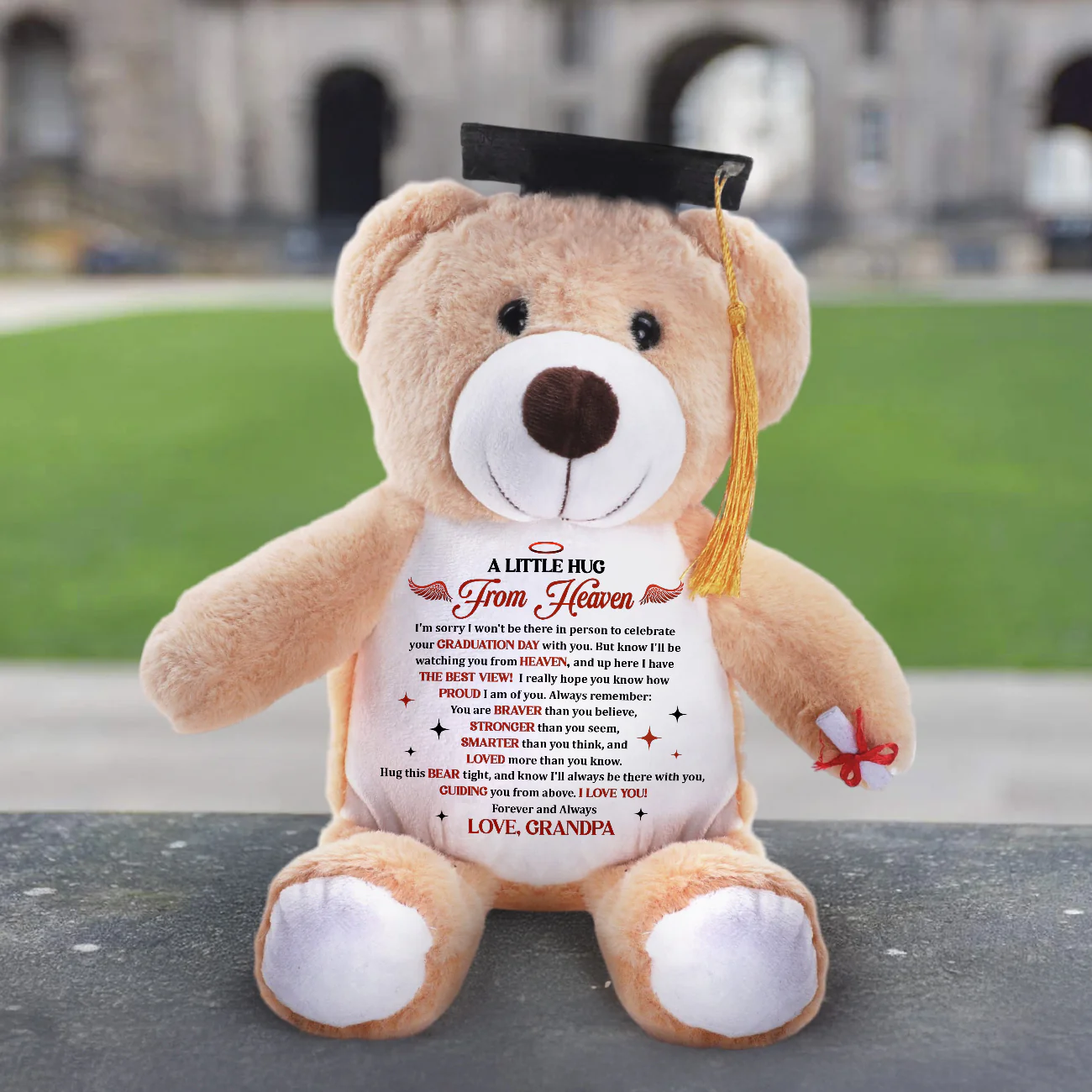 A Little Hug From Heaven - Personalized Graduation Teddy Bear - Image 3