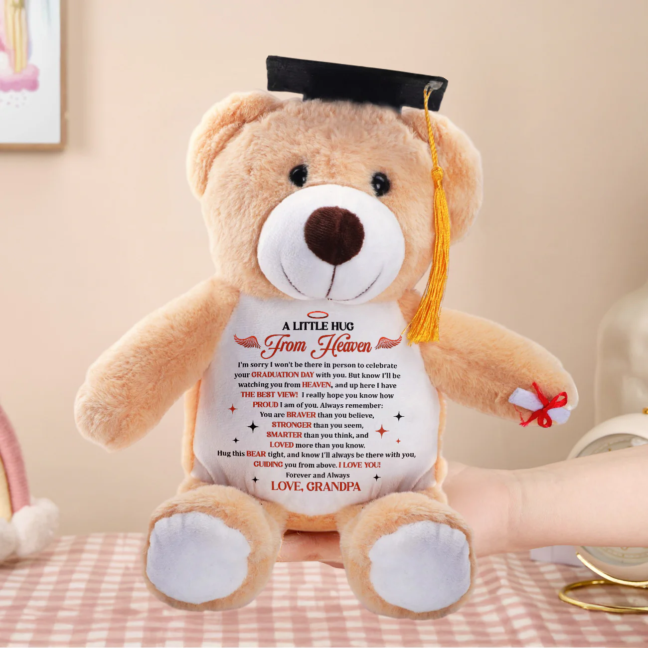 A Little Hug From Heaven - Personalized Graduation Teddy Bear - Image 5