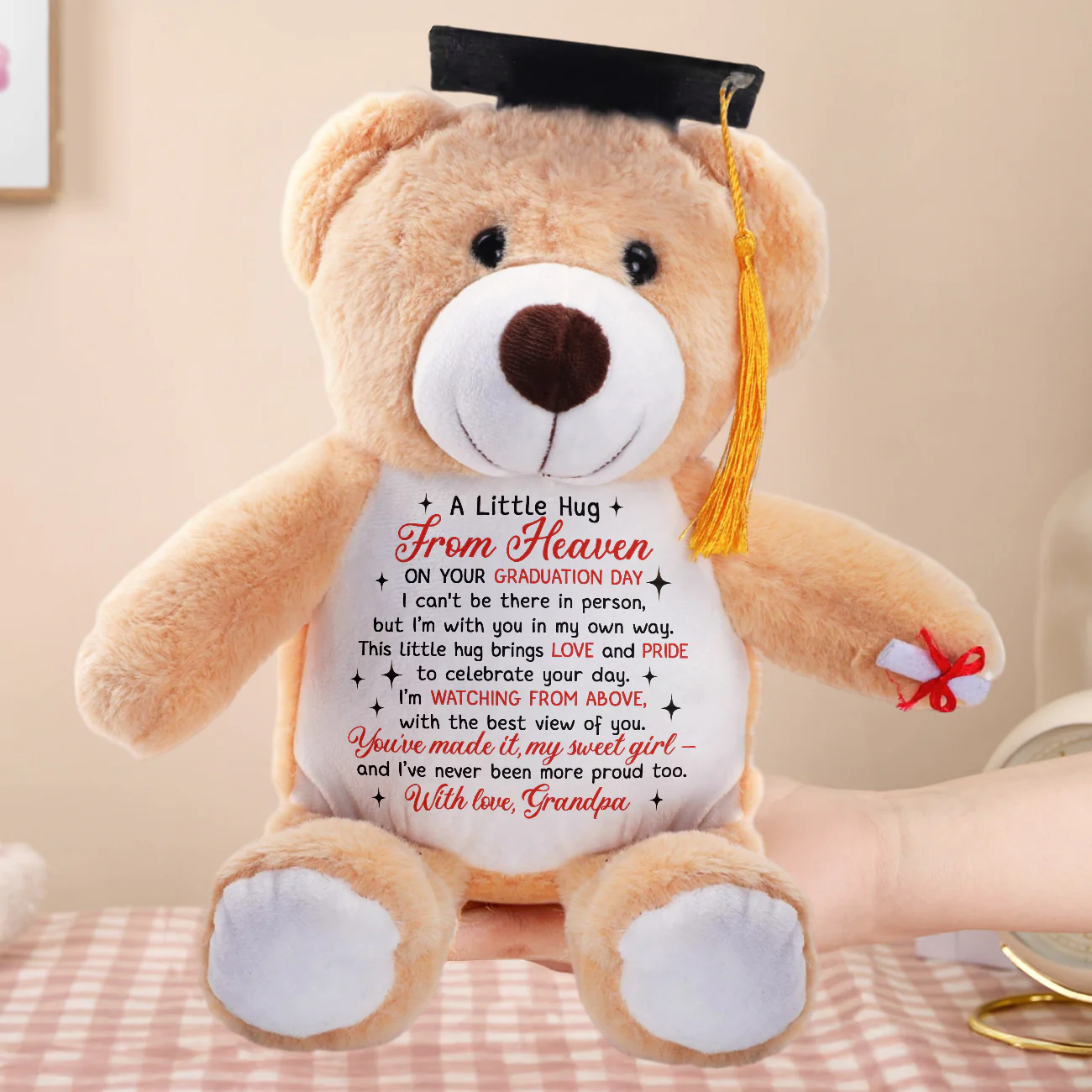 A Little Hug From Heaven - Personalized Graduation Teddy Bear - Image 4