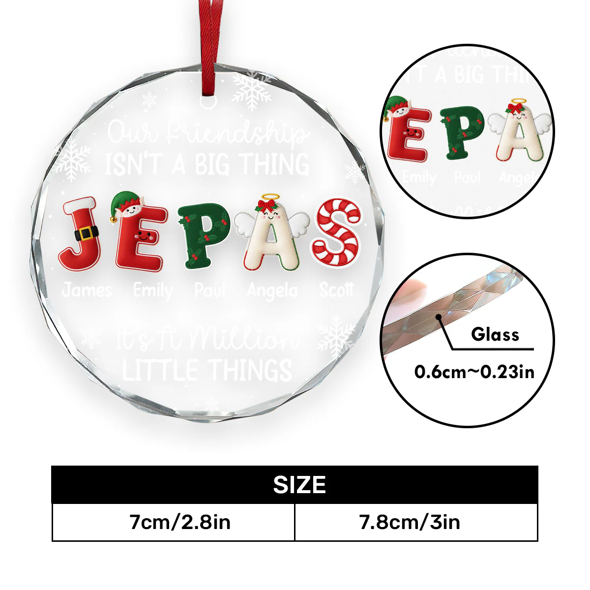 A Million Little Things - Personalized Round Shaped Glass Ornament - Image 7