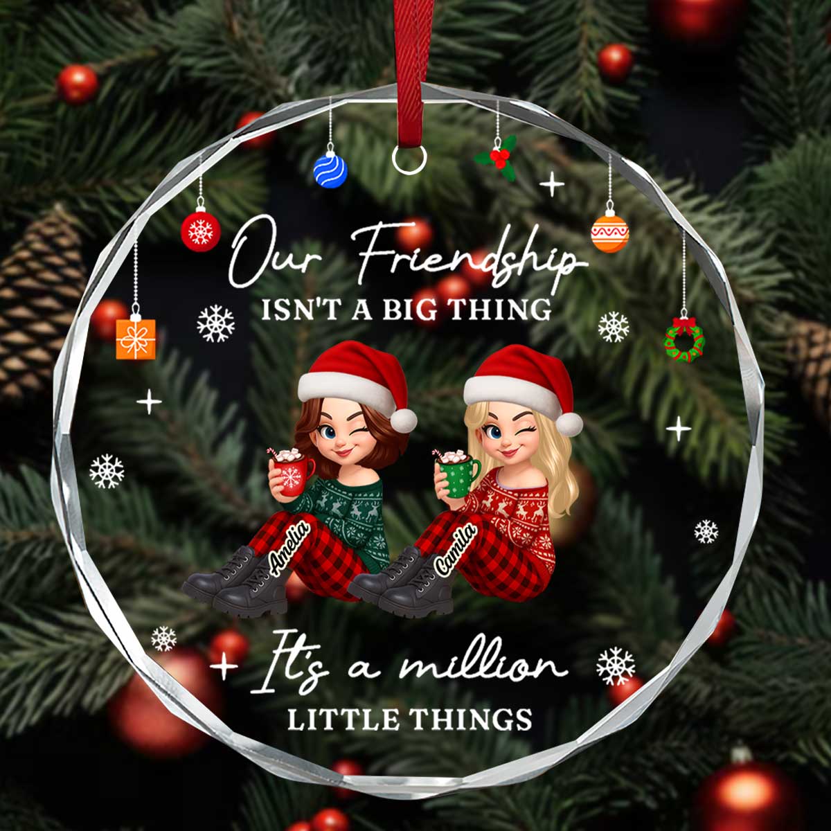 A Million Little Things - Personalized Round Shaped Glass Ornament - Image 3