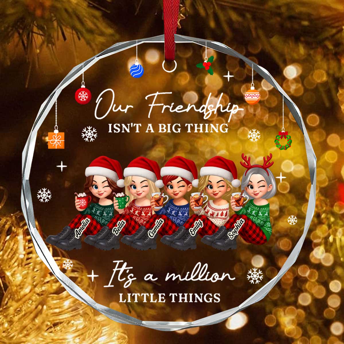 A Million Little Things - Personalized Round Shaped Glass Ornament - Image 4