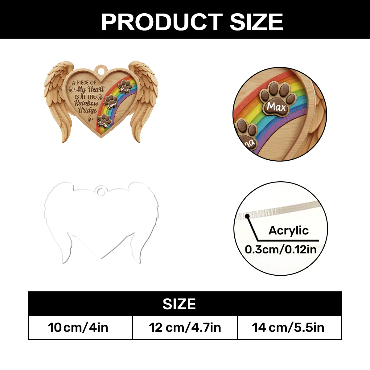 A Piece Of My Heart Is At The Rainbow Bridge - Personalized 1-Layer Acrylic Ornament - Image 7