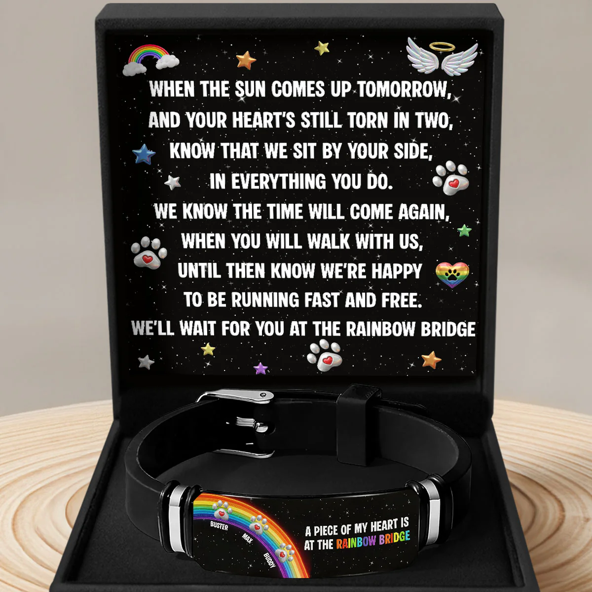 A Piece Of My Heart Is At The Rainbow Bridge - Personalized Bracelet