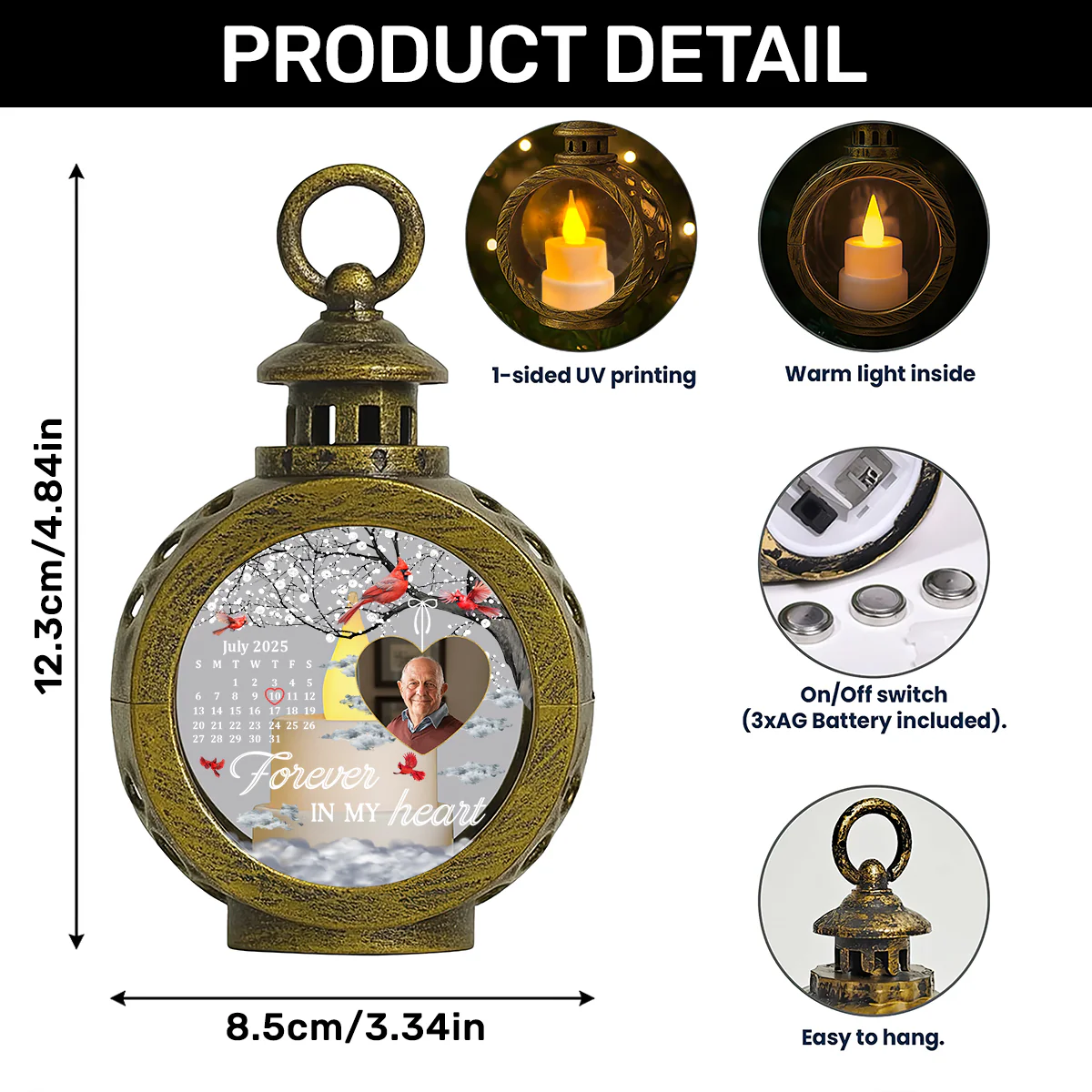 A Piece Of My Heart Left The Day God Called You Home - Personalized Lantern Night Light - Image 7