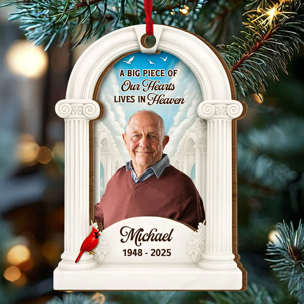 A Piece Of Our Hearts Live In Heaven - Personalized 2-Layered Wooden Ornament - Image 3