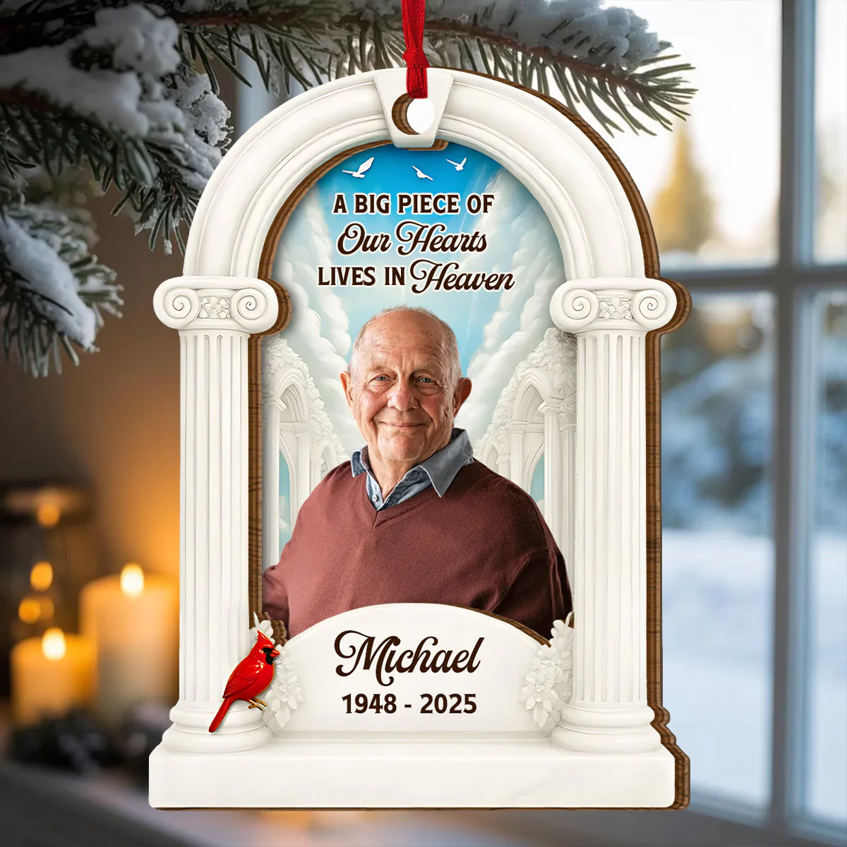 A Piece Of Our Hearts Live In Heaven - Personalized 2-Layered Wooden Ornament - Image 4