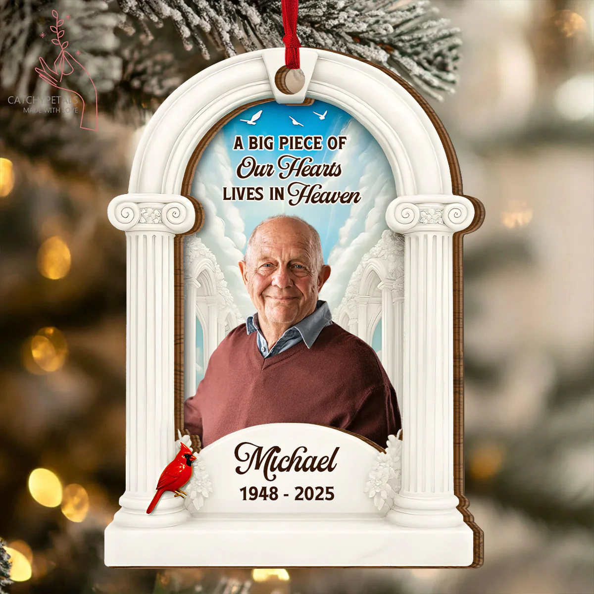 A Piece Of Our Hearts Live In Heaven - Personalized 2-Layered Wooden Ornament - Image 5