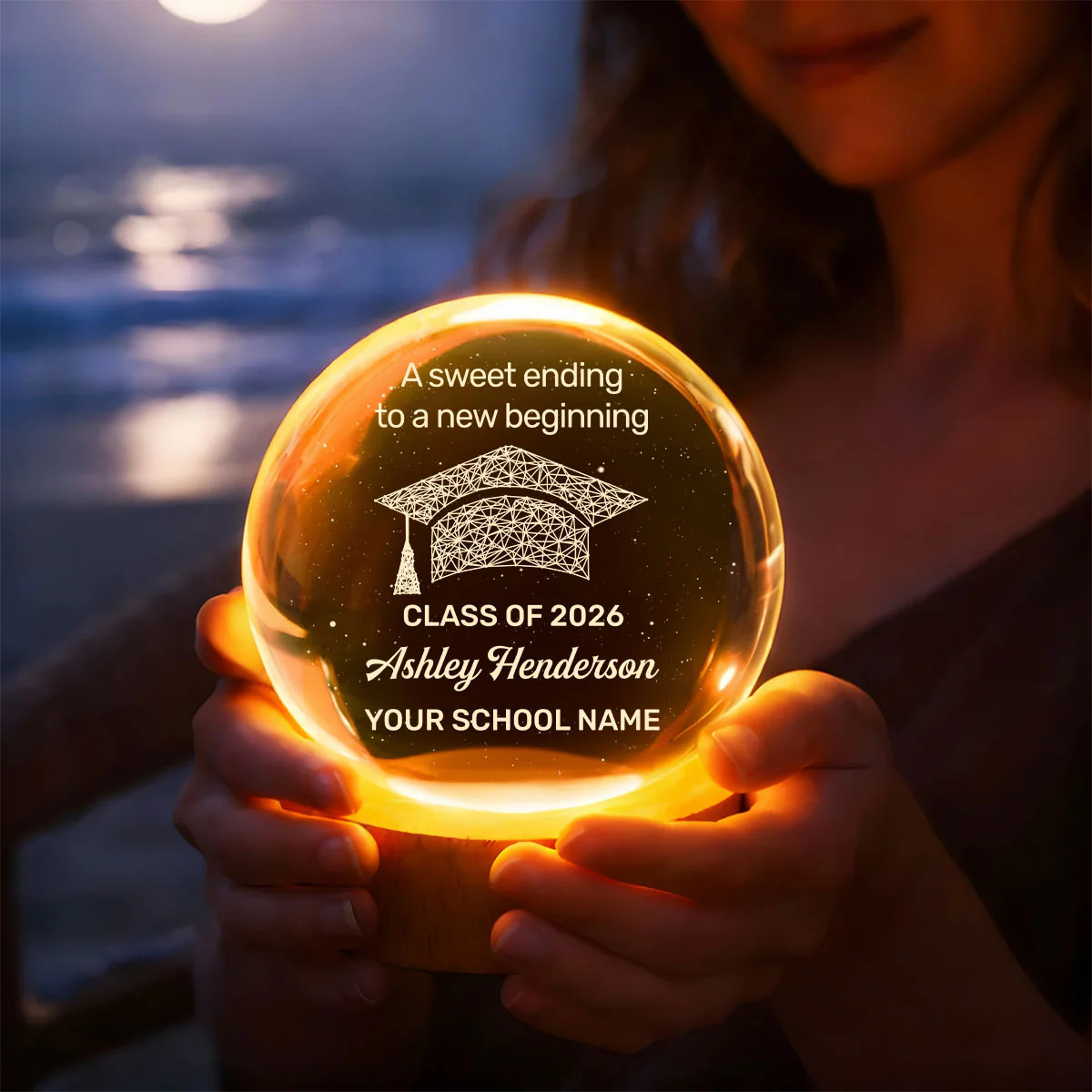 A Sweet Ending To A New Beginning - Personalized Crystal Ball Night Light - Image 5